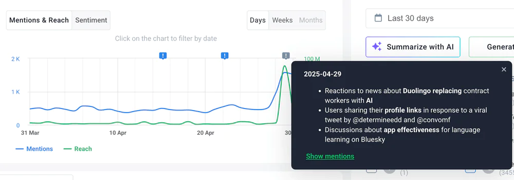 Social media analytics tools: AI Events by Brand24.