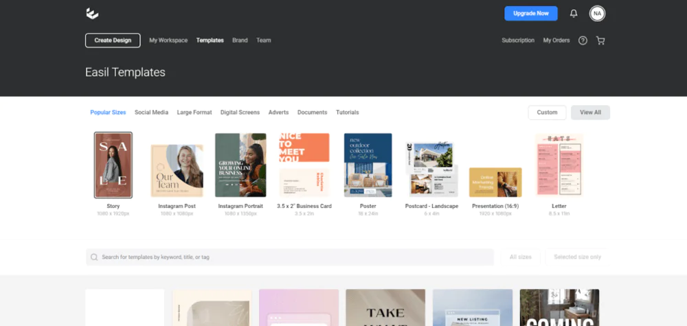 Herramientas de marketing para Instagram: Easil, una plataforma de diseño gráfico
