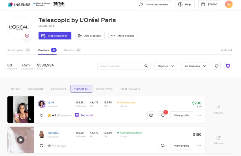 Plataforma de marketing de influencers para UGC y anuncios de creadores: Insense