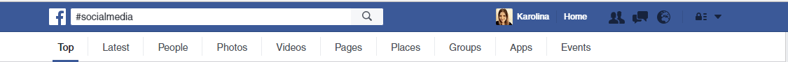 Recherche de hashtags sur Facebook